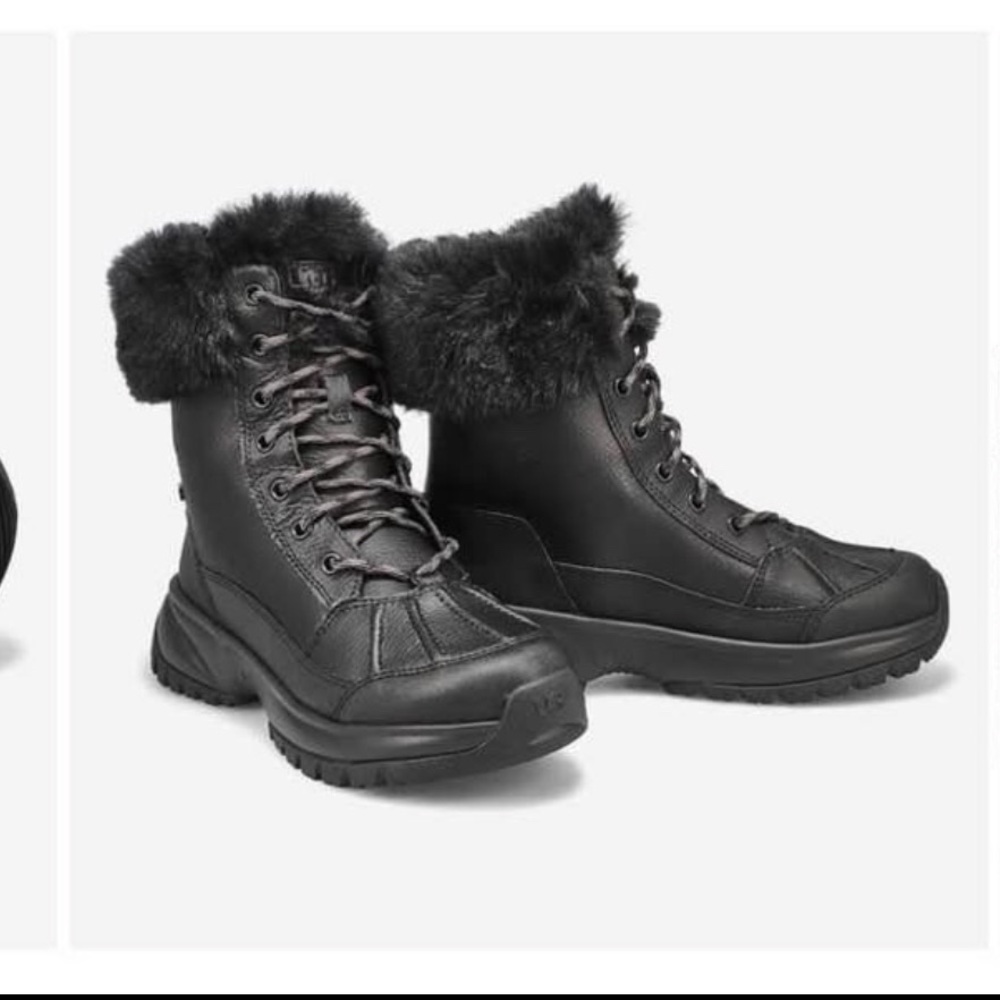 UGG Black Winter Boots with Fur Trim